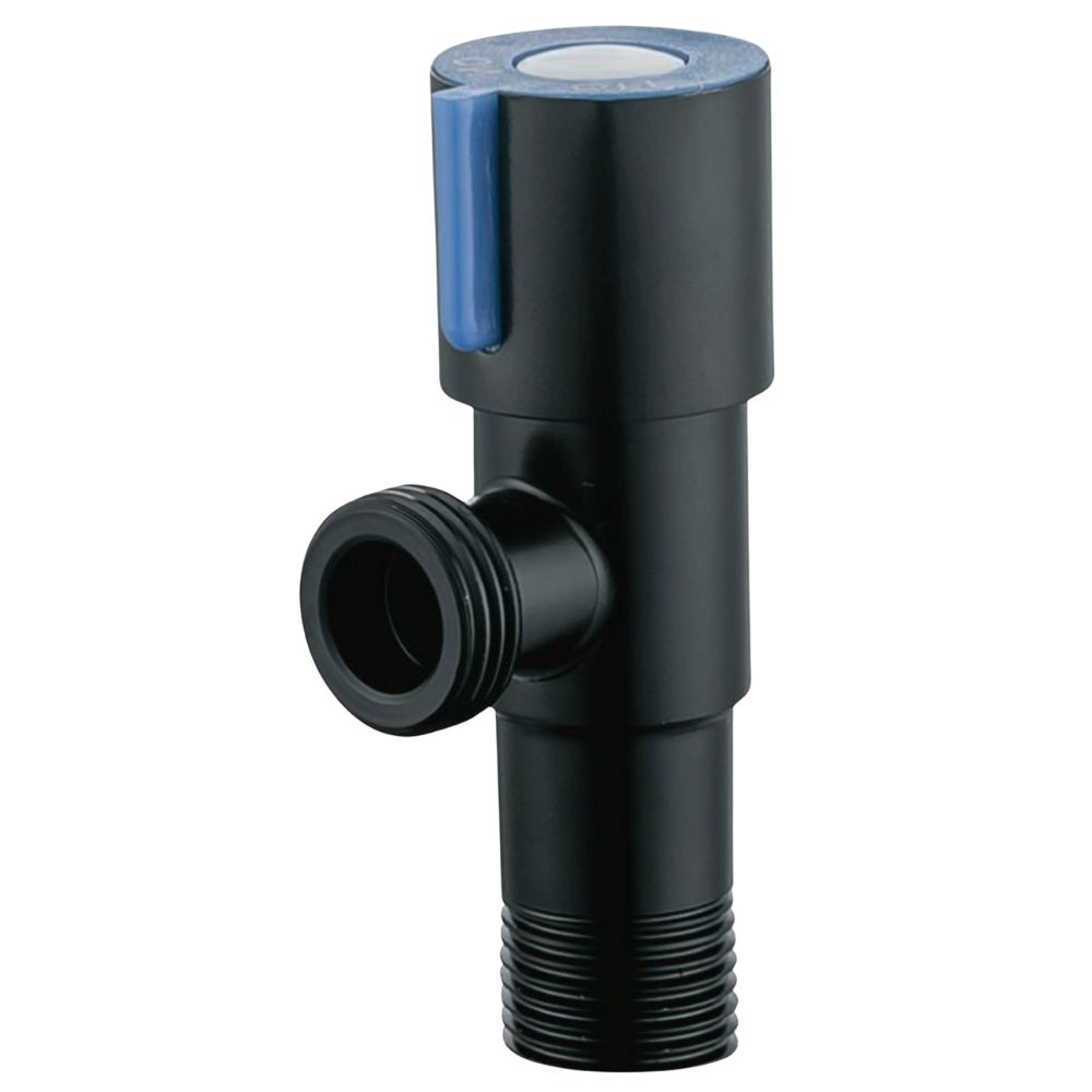 Robinet sub lavoar, 1/2"x1/2" INOX mâner albastru, HYDRO-S - 512, negru